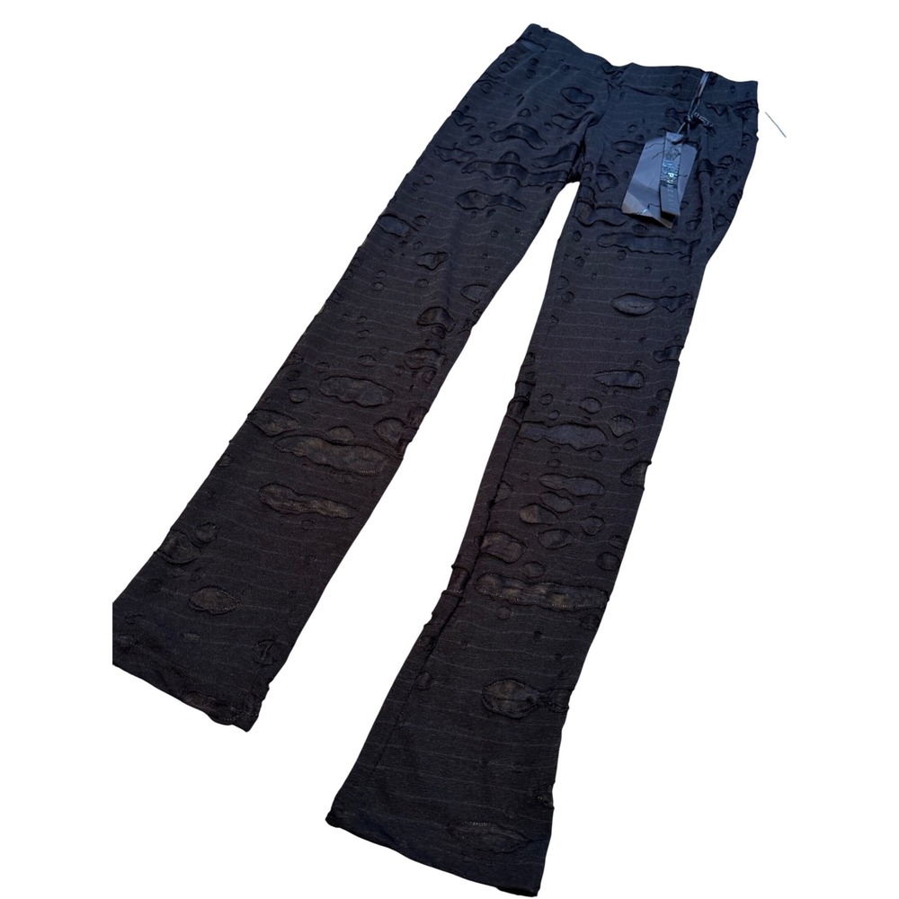 Punk‎ Rave Black Distressed Textured Skinny Pants NWT Goth Grunge Cyberpunk Alt - Picture 5 of 11